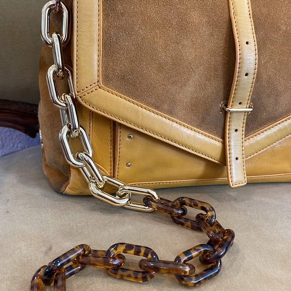 Tory Burch 797 Suede & Leather Satchel Bag - Picture 15 of 15